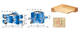 Amana SC565 2-Piece Carbide Tipped 3-Wing Instile & Rail Adjustable Cabinet Door 22-1/2" Degree Bevel x 2-3/8" Dia x 1-1/16" to 1-21/64" x 1/2" & 3/4" Bore Set for 5/8" to 1-1/4" Material