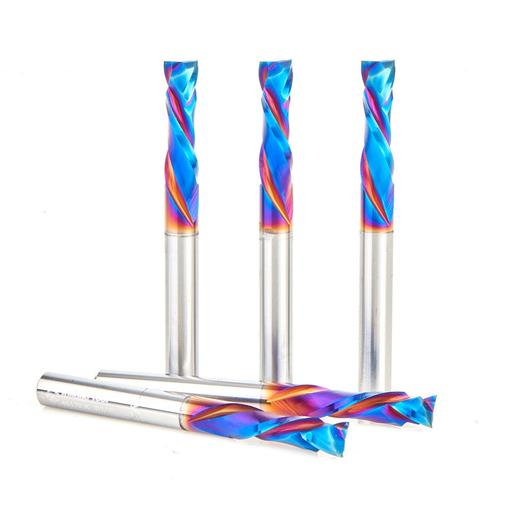 Amana 46170-K-5 5-Pack CNC Solid Carbide Spektra™ Extreme Tool Life Coated Compression Spiral 1/4" Dia x 7/8" x 1/4" Shank
