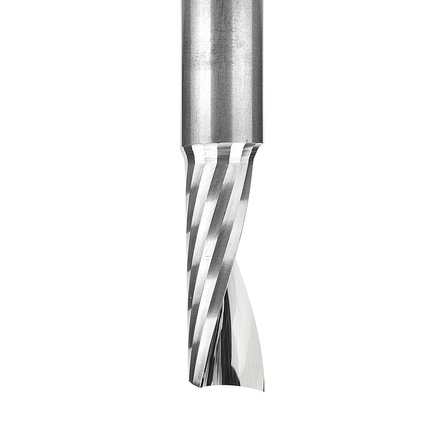 Amana 51378 Solid Carbide CNC Spiral 'O' Single Flute, Aluminum Cutting 3/8" Dia x 1" x 3/8" Shank x 3" Long Up-Cut Router Bit