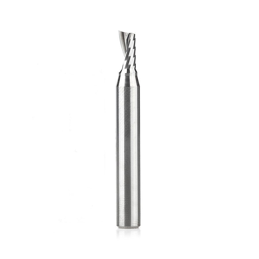 Amana 51449 Solid Carbide CNC Spiral 'O' Single Flute, Plastic Cutting 3/16" Dia x 3/8" x 1/4" Shank x 2" Long Up-Cut Router Bit
