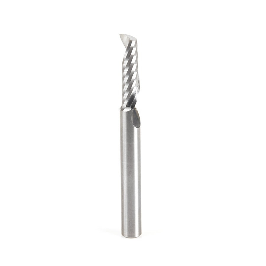 Amana 51458 Solid Carbide CNC Spiral 'O' Single Flute, Aluminum Cutting 1/4" Dia x 7/8" x 1/4" Shank x 2-1/2" Long Up-Cut Router Bit