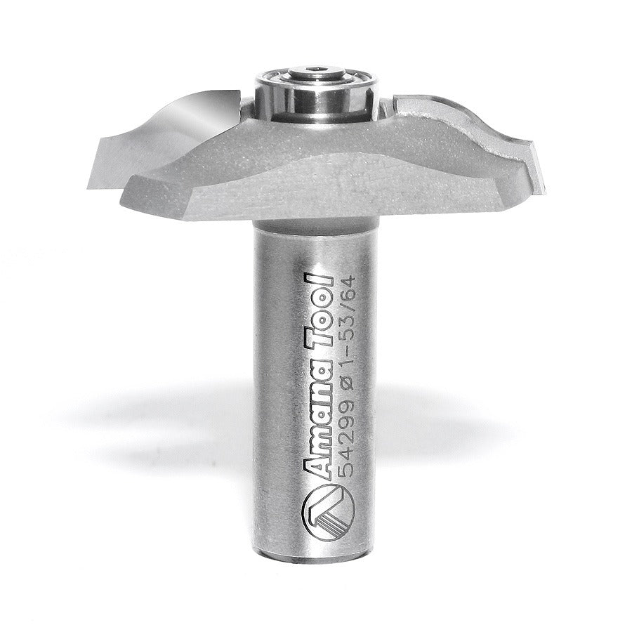 Amana 54299 Carbide Tipped Base Molding Ogee Edge Detail with BB 19/64" x 13/32" Radius x 1-53/64" Dia x 3/8" x 1/2" Shank