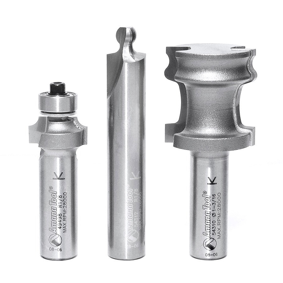 Amana 54314 3-Piece Carbide Tipped Tambour Door / Appliance Garage Door 1/2" Shank Set