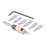 Amana AMS-210 8-Piece In-Groove Insert Engraving Tool Body & Knives 1/4" Shank Set