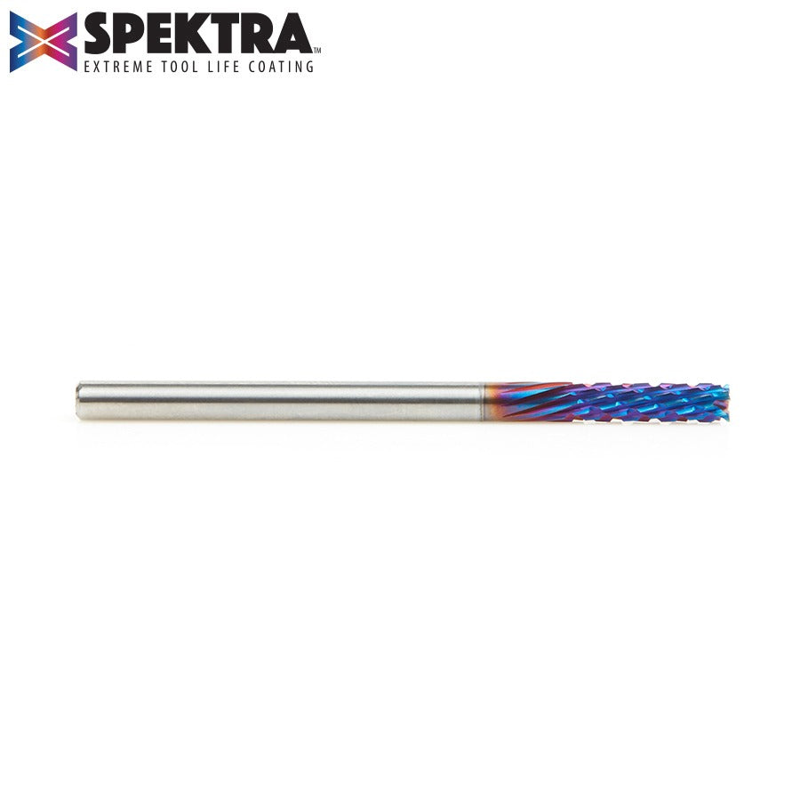 Amana 46260-K Solid Carbide CNC Spektra™ Extreme Tool Life Coated Spiral Carbon Graphite & Carbon Fiber Panel Cutting 1/8" Dia x 1/2" x 1/8" Shank x 2" Long Down-Cut Router Bit