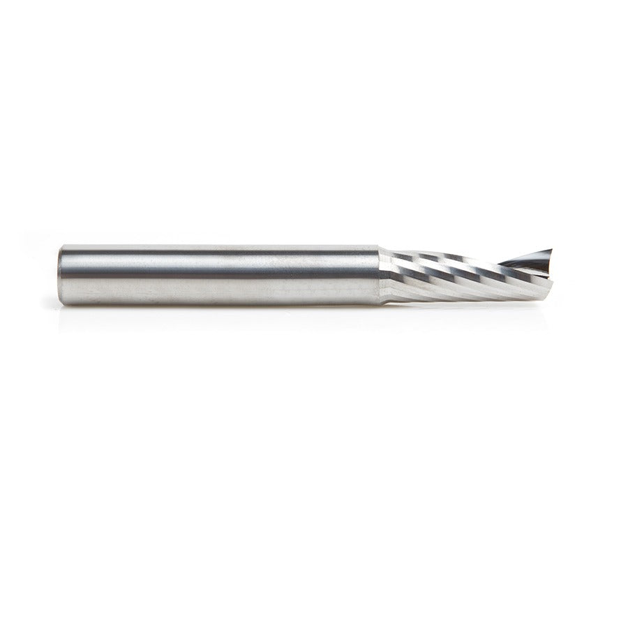 Amana 51378 Solid Carbide CNC Spiral 'O' Single Flute, Aluminum Cutting 3/8" Dia x 1" x 3/8" Shank x 3" Long Up-Cut Router Bit