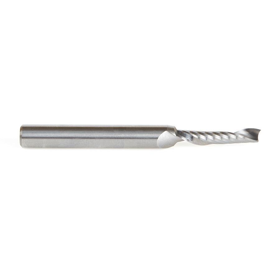 Amana 51456 Solid Carbide CNC Spiral 'O' Single Flute, Aluminum Cutting 3/16" Dia x 7/8" x 1/4" Shank x 2-1/2" Long Up-Cut Router Bit