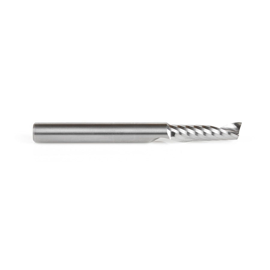 Amana 51458 Solid Carbide CNC Spiral 'O' Single Flute, Aluminum Cutting 1/4" Dia x 7/8" x 1/4" Shank x 2-1/2" Long Up-Cut Router Bit
