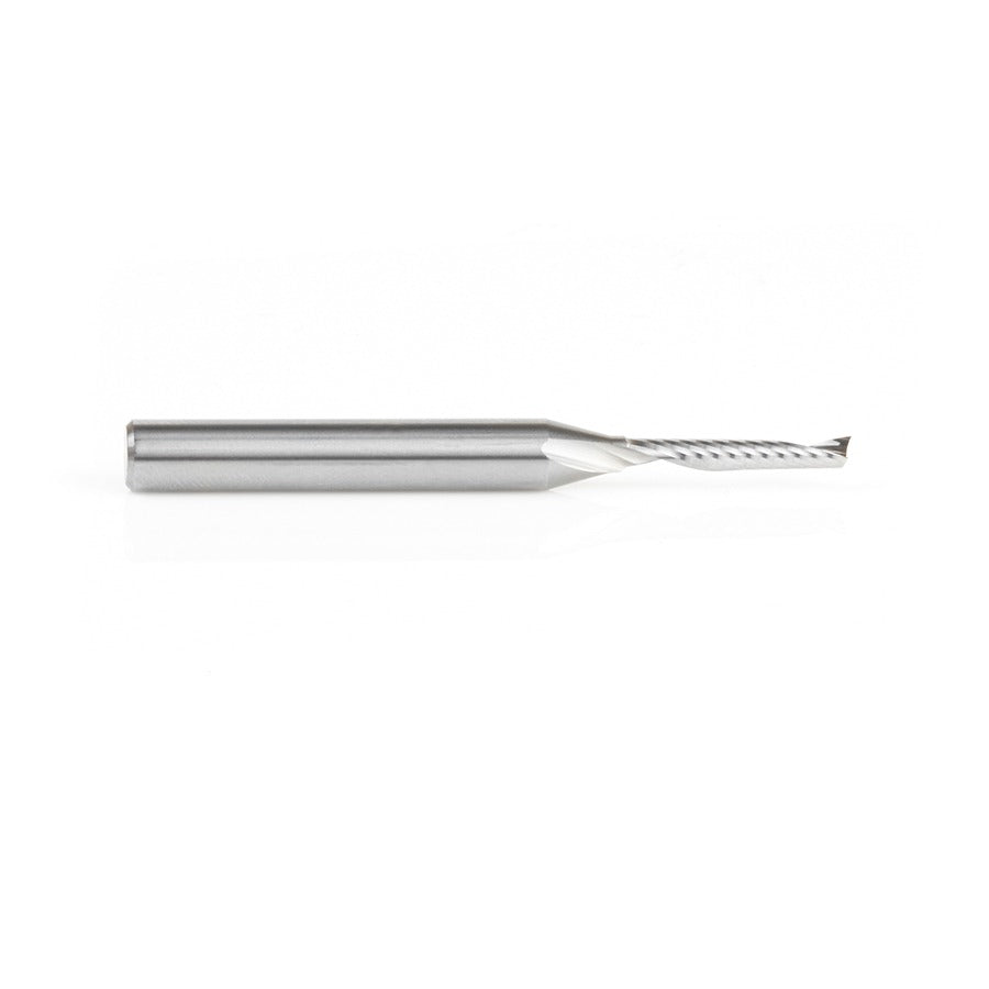 Amana 51486 Solid Carbide CNC Spiral 'O' Single Flute, Aluminum Cutting 1/8" Dia x 3/4" x 1/4" Shank x 2-1/2" Long Up-Cut Router Bit