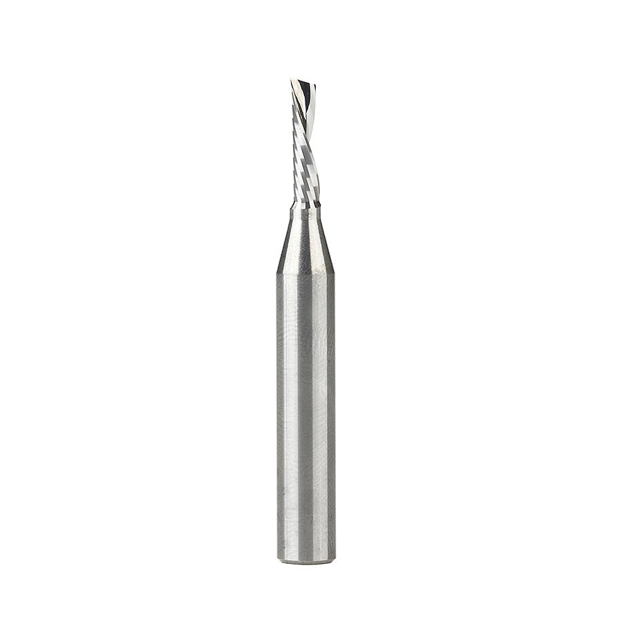 Amana 51511 Solid Carbide CNC Spiral 'O' Single Flute, Plastic Cutting 1/8" Dia x 1/2" x 1/4" Shank x 2" Long Down-Cut Router Bit