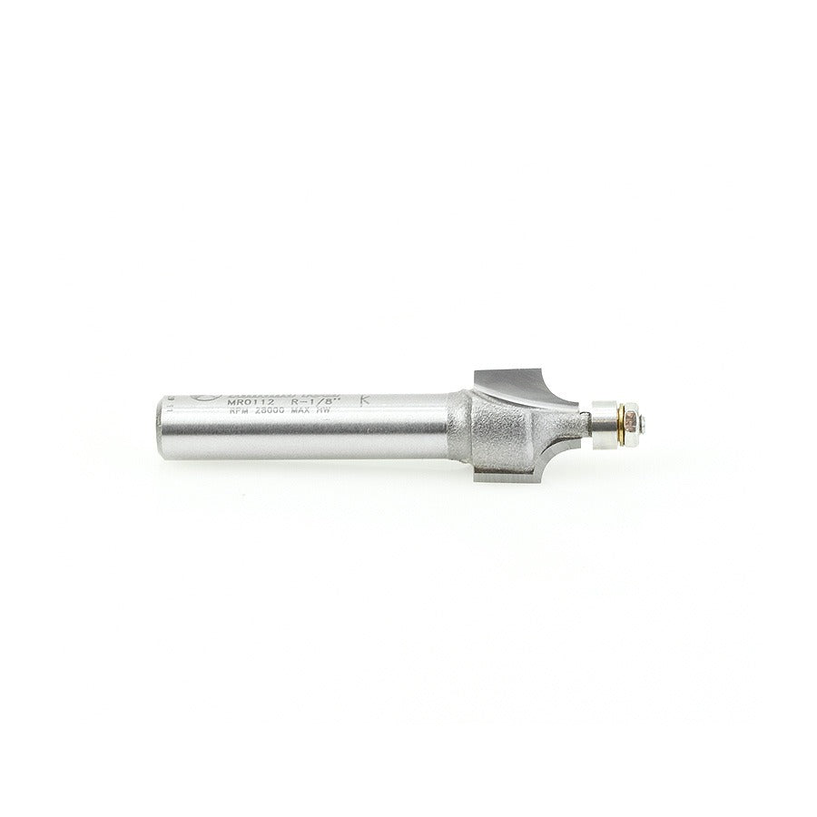 Amana MR0112 Carbide Tipped Miniature Corner Rounding 1/8" Radius x 7/16" Dia x 3/8" x 1/4" Shank with Mini 3/16" Dia Lower Ball Bearing