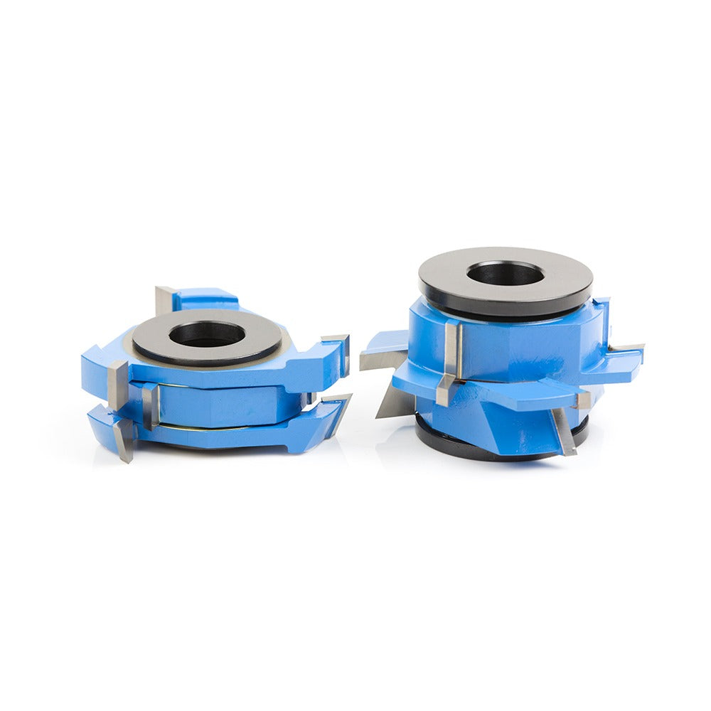 Amana SC565 2-Piece Carbide Tipped 3-Wing Instile & Rail Adjustable Cabinet Door 22-1/2" Degree Bevel x 2-3/8" Dia x 1-1/16" to 1-21/64" x 1/2" & 3/4" Bore Set for 5/8" to 1-1/4" Material