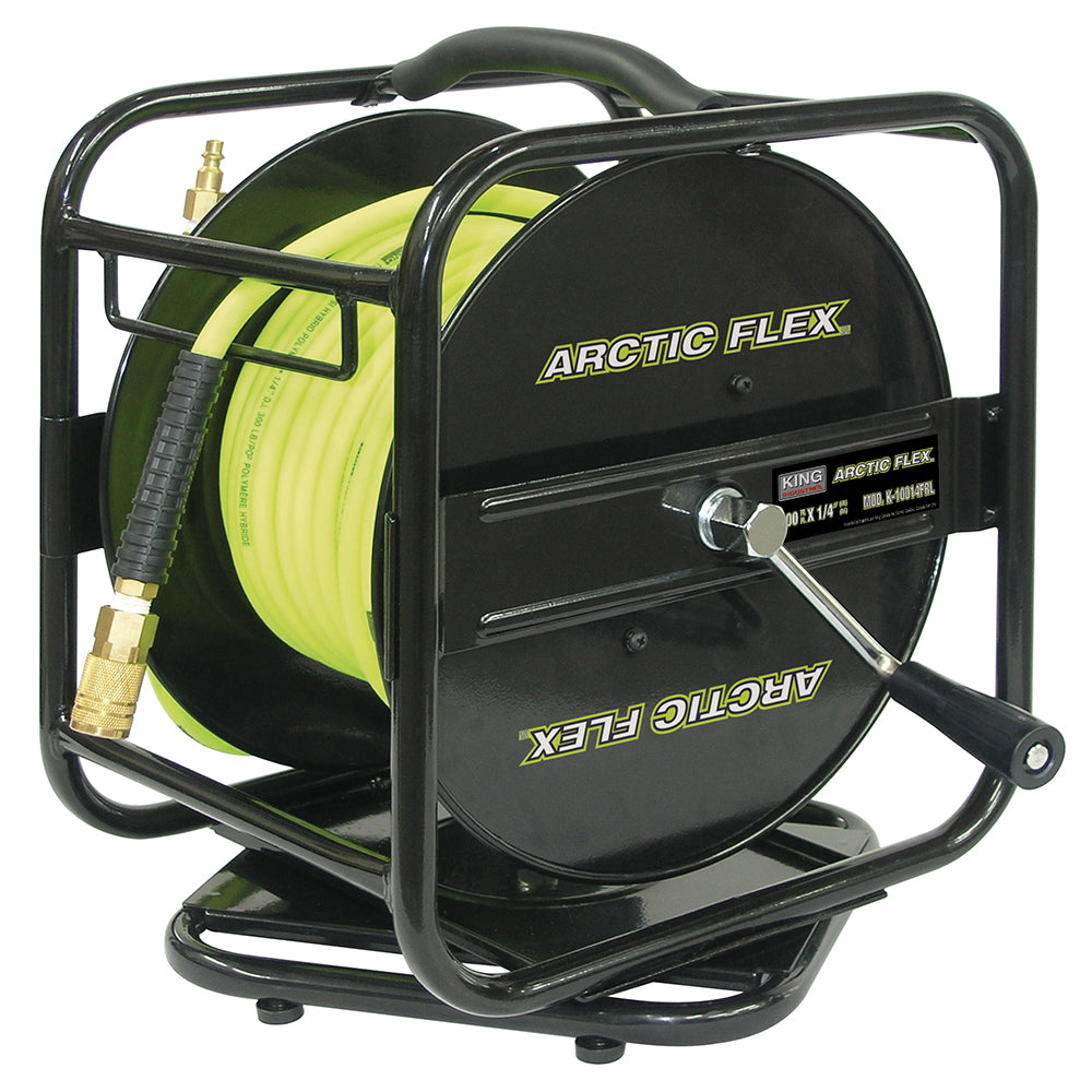 1/4" X 100' MANUAL AIR HOSE REEL W/HYBRIDE POLYMER AIR HOSE