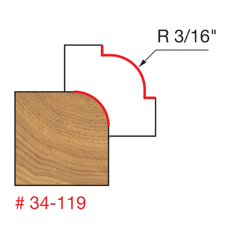 3/16" Radius Rounding Over Bit
