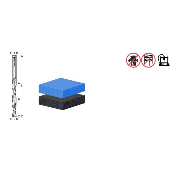 46270 Solid Carbide CNC Foam Cutting Up Cut Square End Spiral