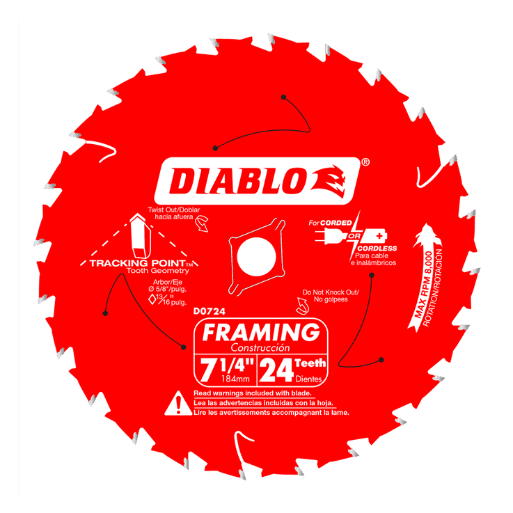 7-1/4 in x 24 Tooth Framing Saw Blade