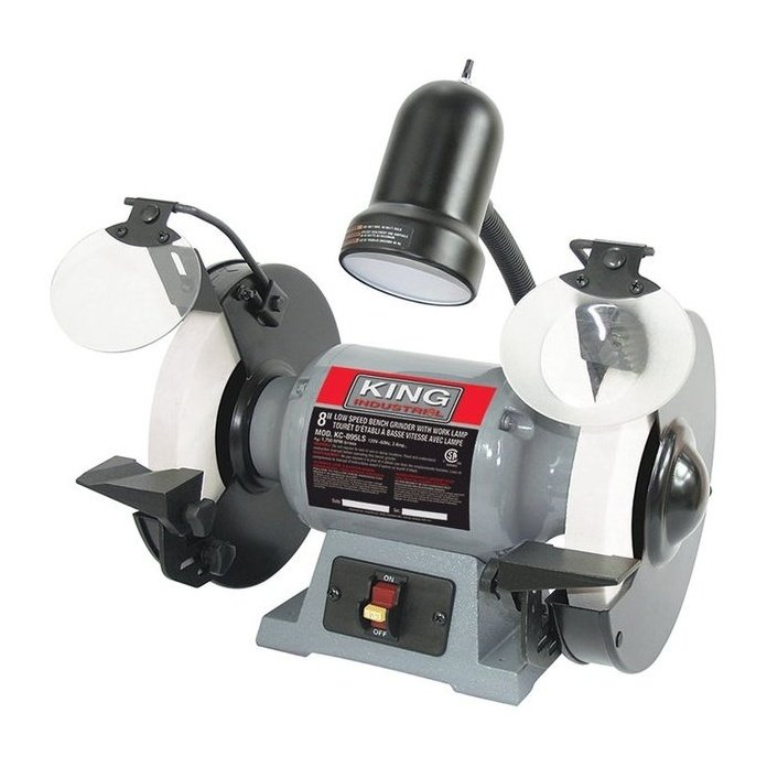 8" LOW SPEED BENCH GRINDER WITH LIGHT