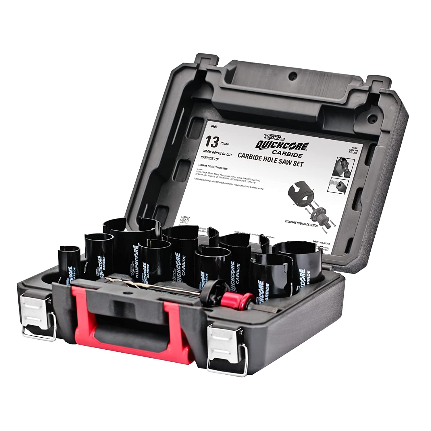 BLU-MOL Xtreme QuickCore TCT Tungsten Carbide Tipped Hole Saw 13 pc Set