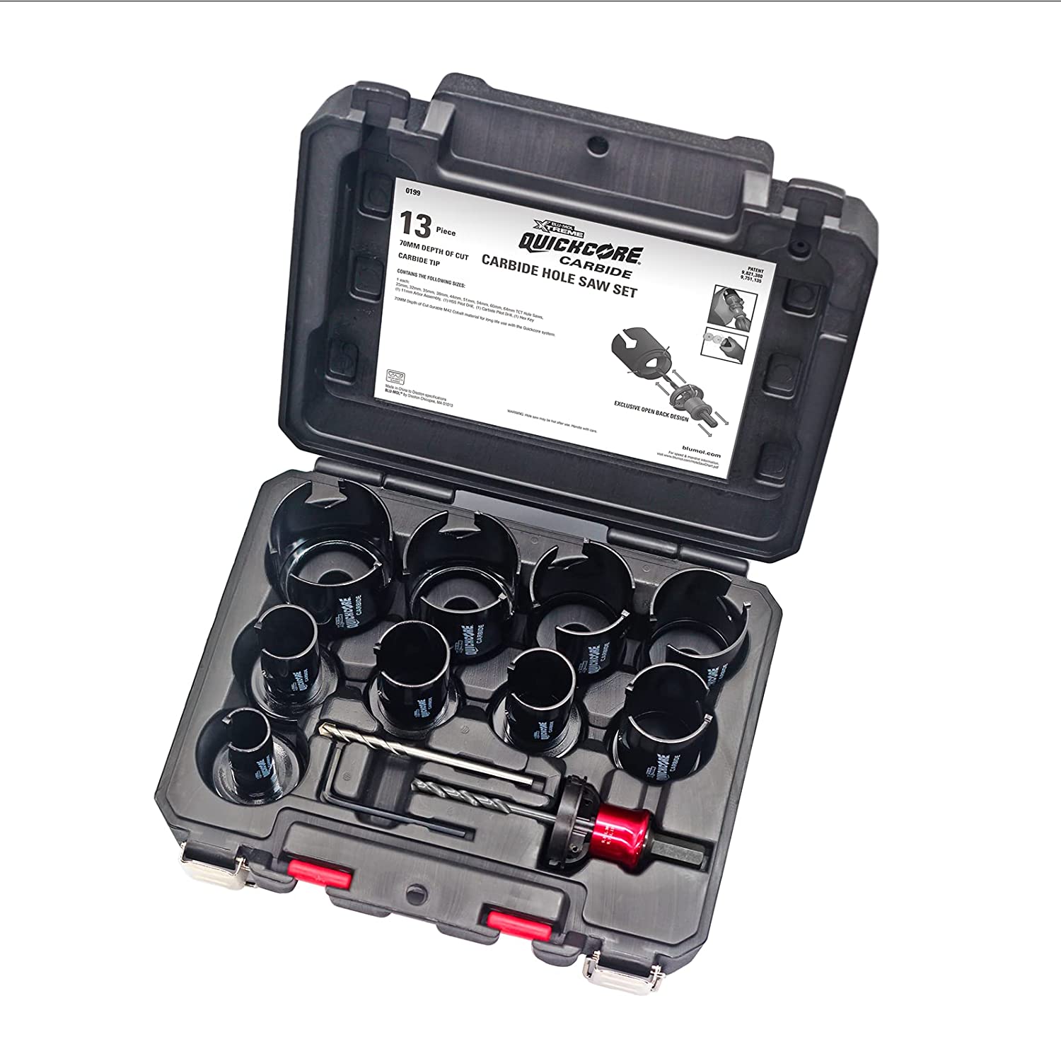 BLU-MOL Xtreme QuickCore TCT Tungsten Carbide Tipped Hole Saw 13 pc Set