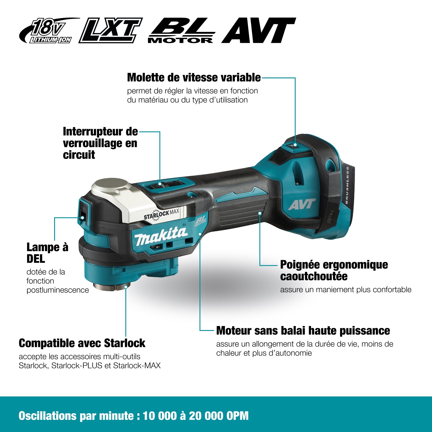Cordless Toolless Multi Tool with Brushless Motor and AVT Tool Only