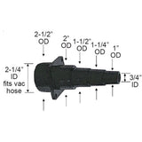 Ducting Reducer Plastic Universal 2 1/2 - 1
