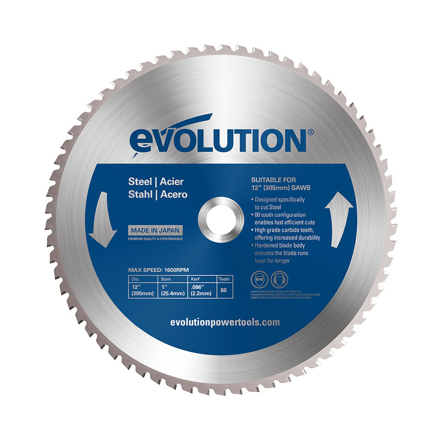 Evolution 12 In. 52T, 1 In. Arbor, Tungsten Carbide Tipped Mild Steel And Ferrous Metal Cutting Blade
