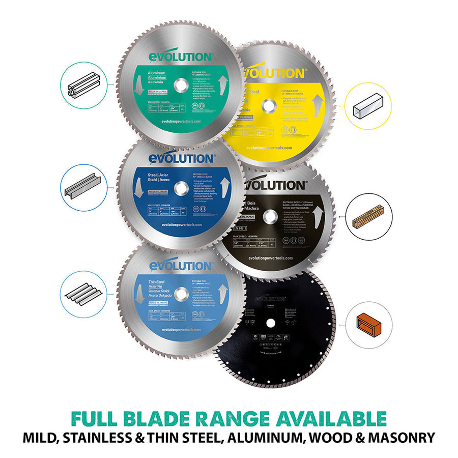 Evolution 14 In. 80T, 1 In. Arbor, Tungsten Carbide Tipped Aluminum And Non-Ferrous Metal Cutting Blade