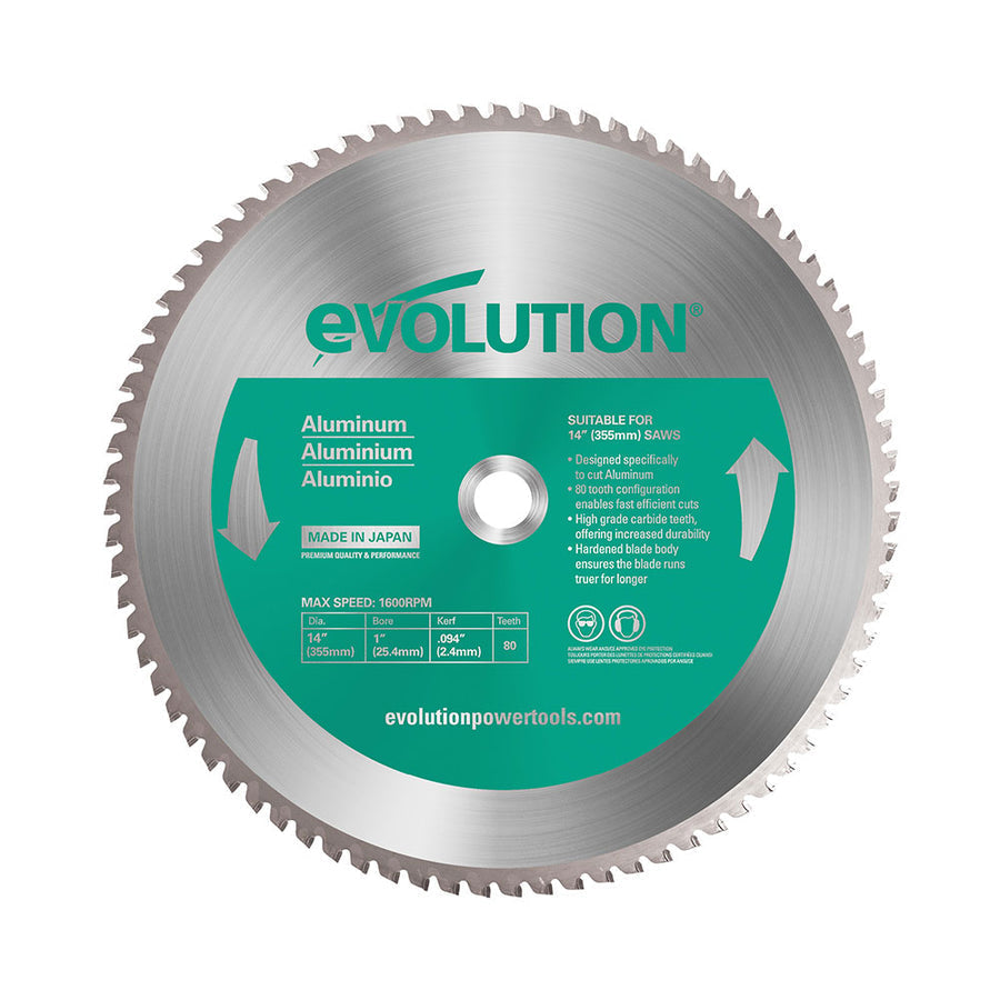 Evolution 14 In. 80T, 1 In. Arbor, Tungsten Carbide Tipped Aluminum And Non-Ferrous Metal Cutting Blade