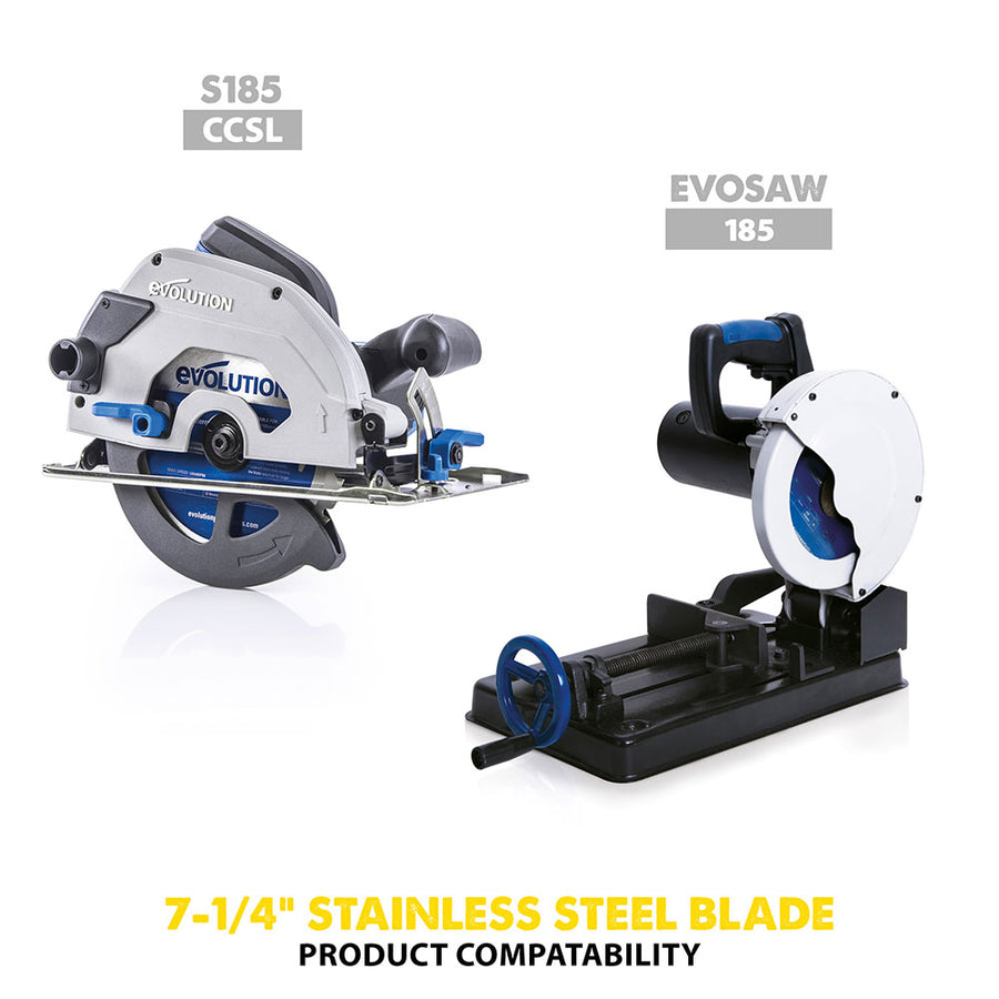 Evolution 7-1/4 In. 48T, 25/32 In. Arbor, Tungsten Carbide Tipped Stainless Steel Cutting Blade
