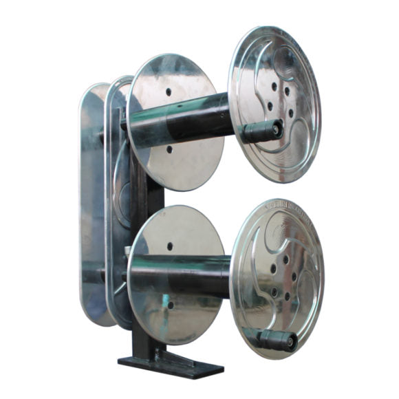 Javelin WCRAL2 - 2 Aluminum Welding Cable Reels stacked with Cord Hanger