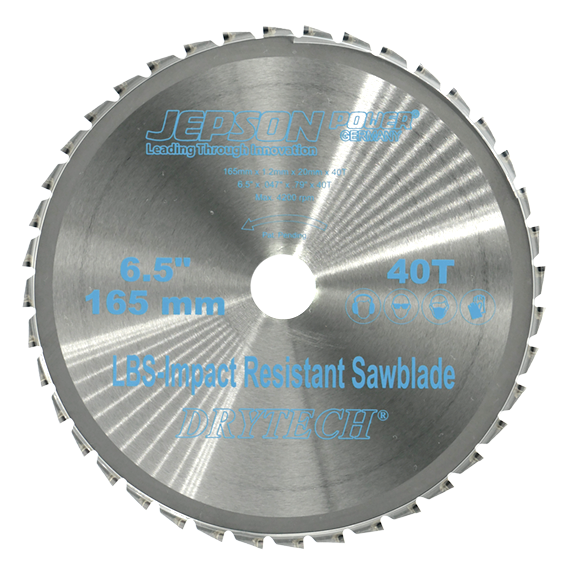 Jepson Drytech Carbide Tipped Circular Saw Blade 6 1/2" 165mm 40 Tooth for Thin Walled Steel