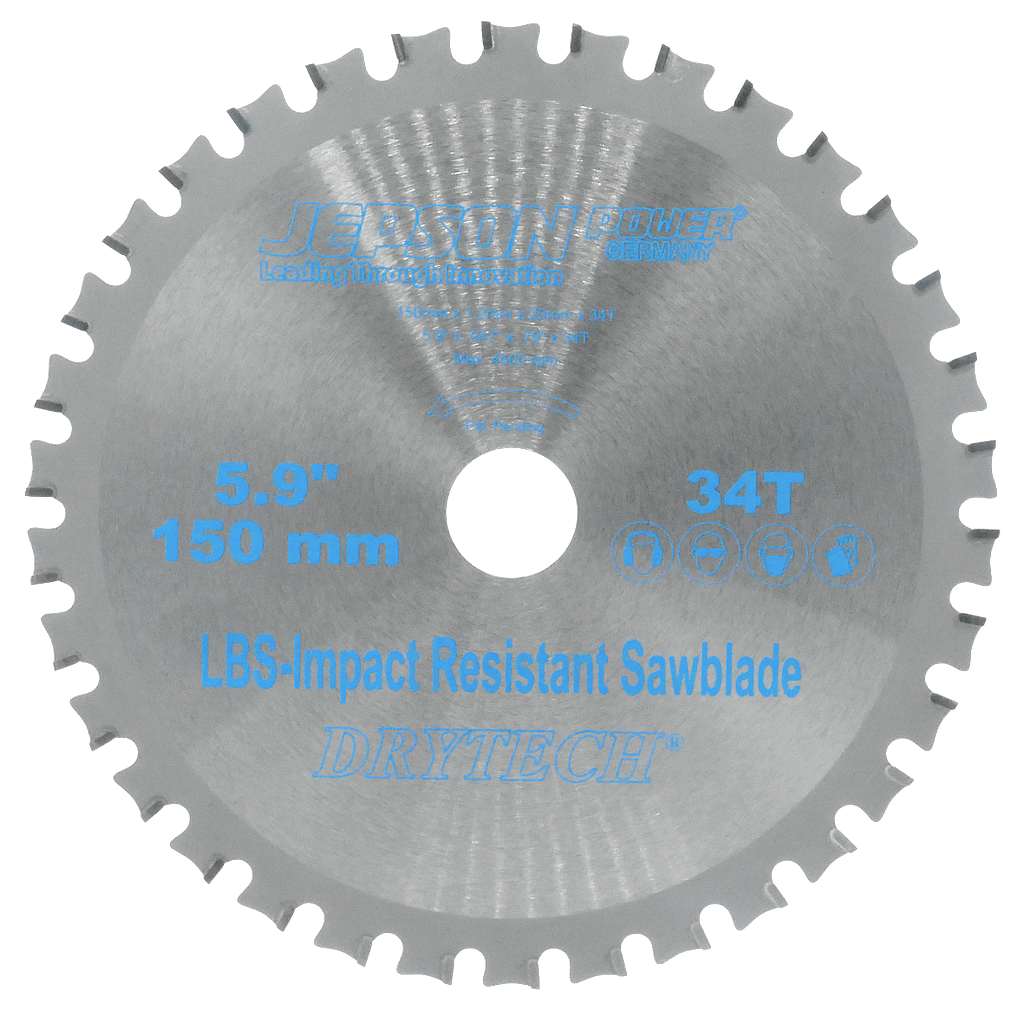 Jepson Drytech Carbide Tipped Circular Saw Blade 6" 150mm 34 Tooth for Thin Walled Steel