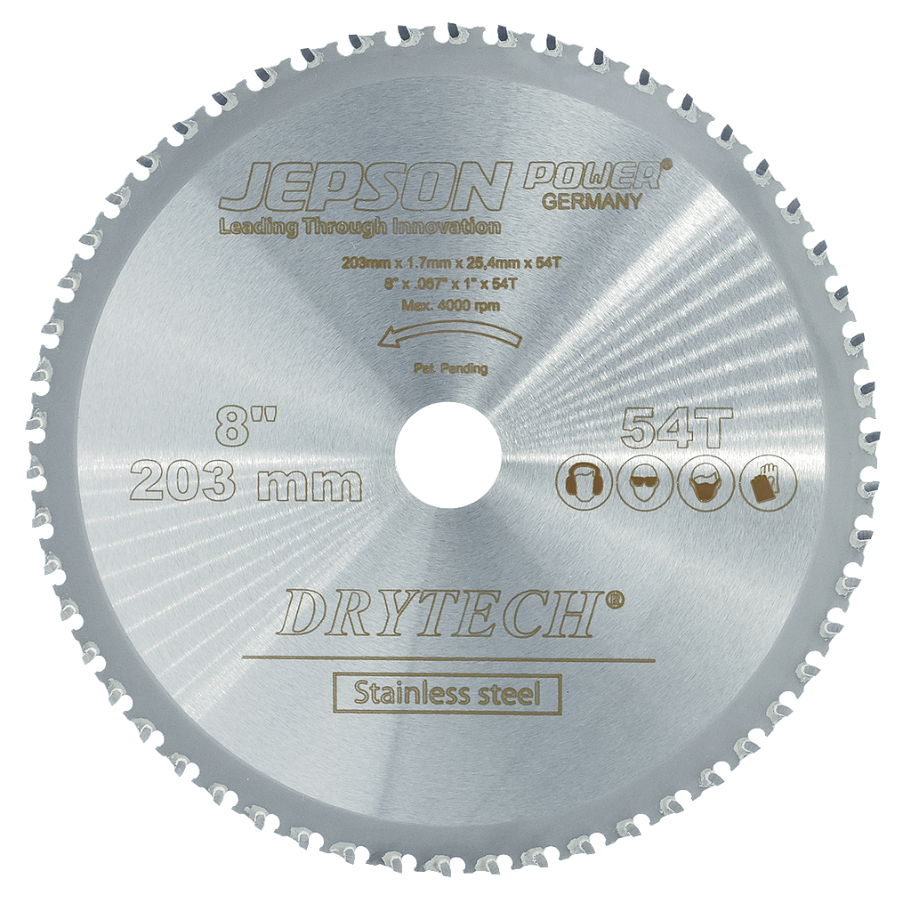 Jepson Drytech Carbide Tipped Circular Saw Blade 8" 203mm 54 Tooth for Stainless Steel