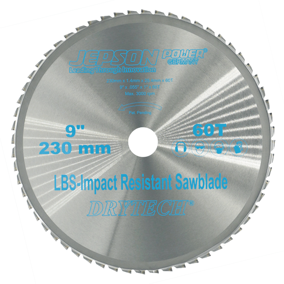 Jepson Drytech Carbide Tipped Circular Saw Blade 9" 230mm 60 Tooth for Thin Walled Steel