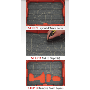 Milwaukee PACKOUT 2 & 3 Drawer Tool Box Kaizen Foam Inserts 57mm / Black/Red