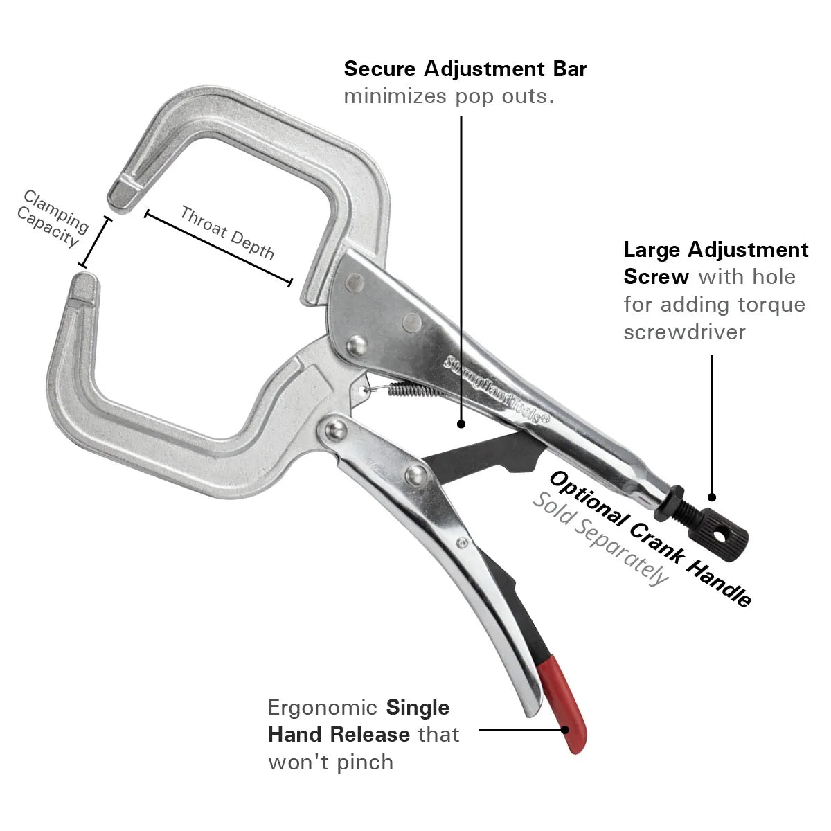 Pliers Locking C-Clamp Round Tip 2" Opening