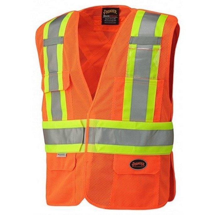 Safety Traffic Vest Hi-Viz Orange Mesh With Velcro Closure