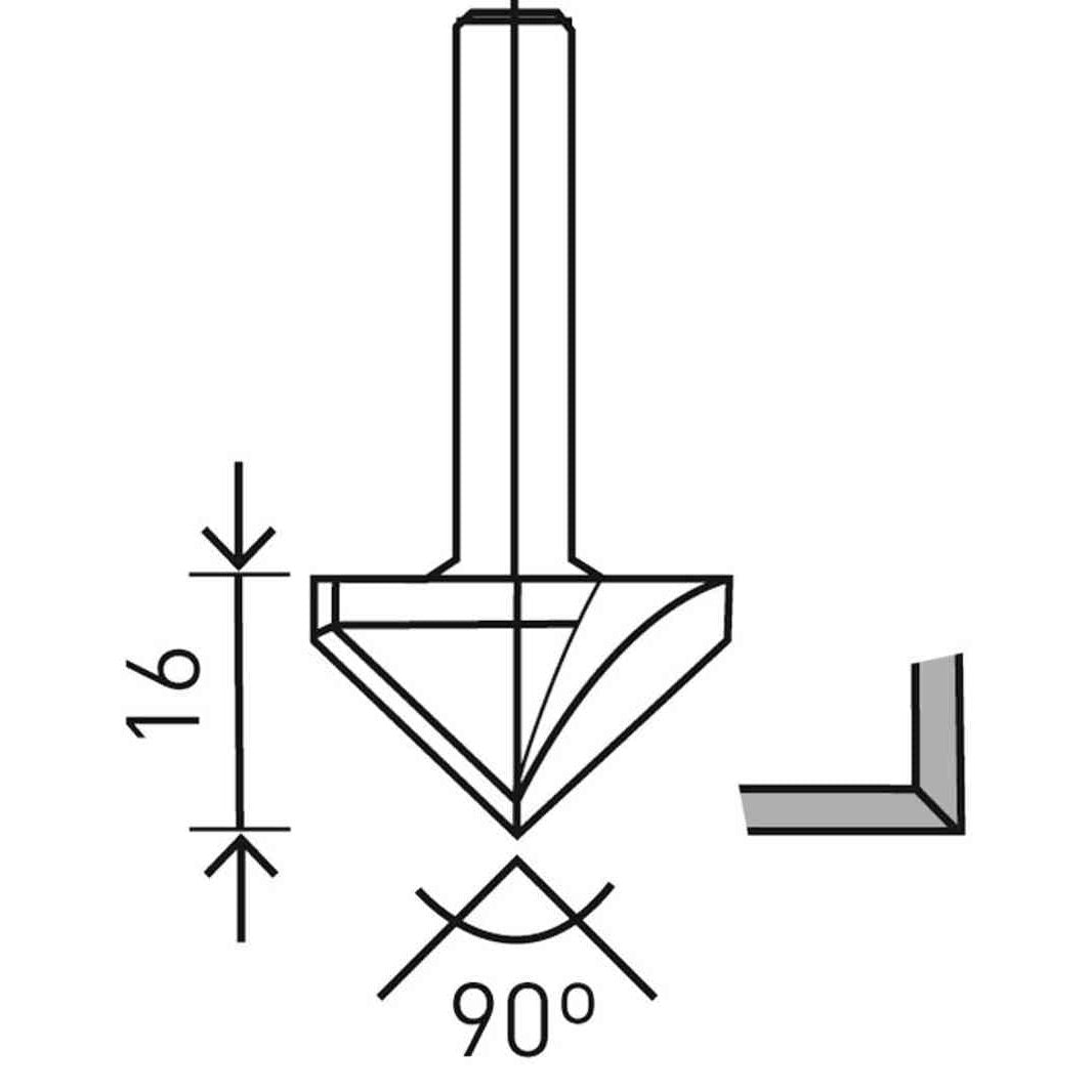 V-groove bit HW HW S8 D32/90°